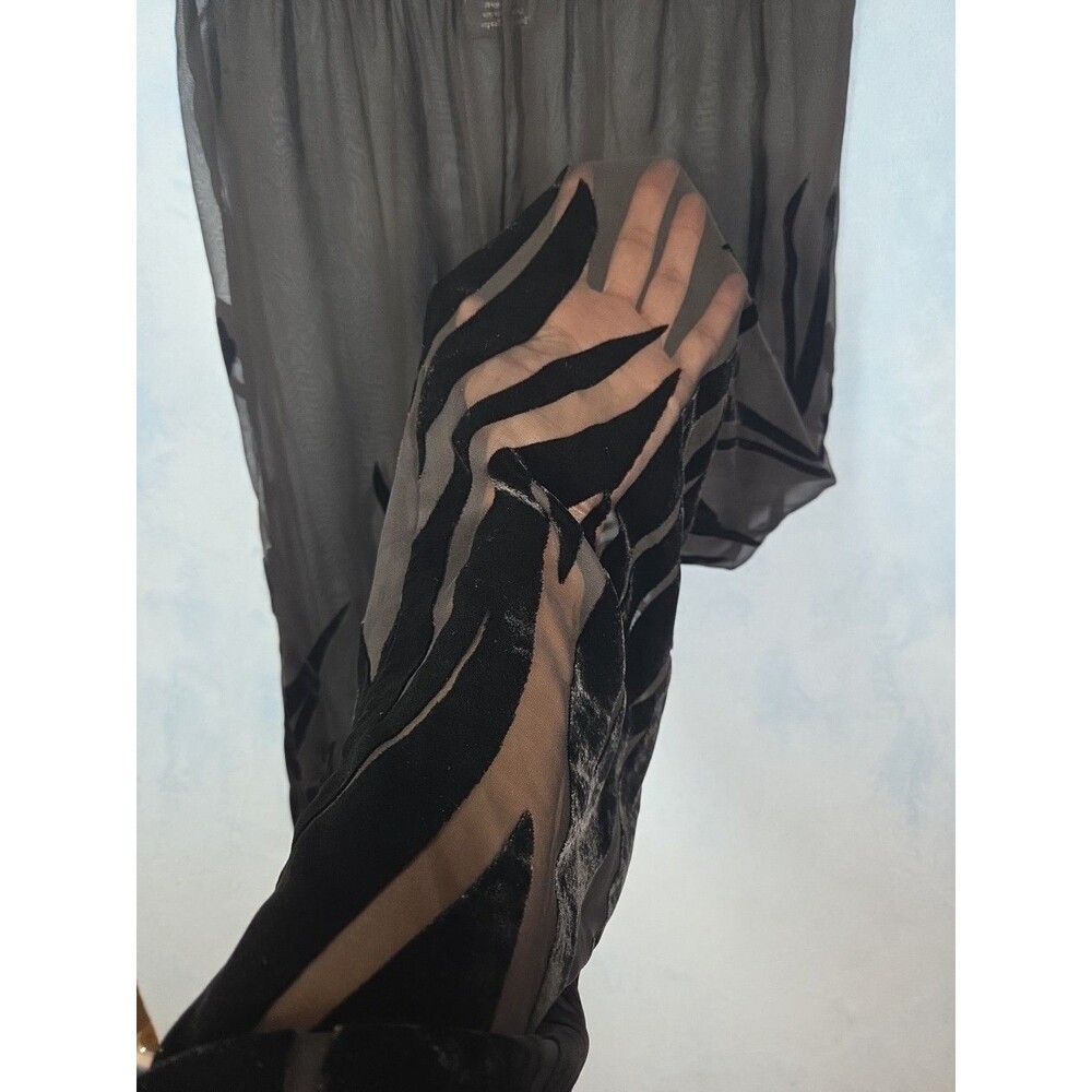Jane Black Sheer And Velvet Burnout Wide Leg Pants size 3 Floral 90s Art to Wear - Picture 6 of 6